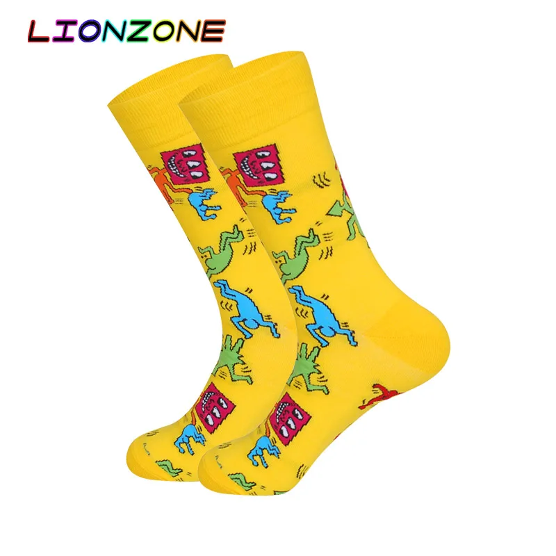 Новые брендовые нейтральные носки, забавные мужские и женские дизайнерские носки с фруктами и усами лавы, высококачественные носки из чесаного хлопка, модные носки для геев - Цвет: Robot