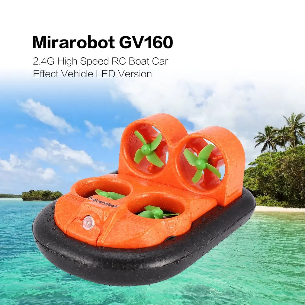 Mirarobot GV160 2.4G 7CH RC Boat Car Ground Effect Vehicle Speedboat Ship Model with 30km/h High Speed LED Version RC Model Toys