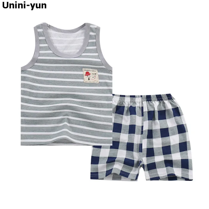 Unini-yun/комплект одежды для маленьких мальчиков и девочек, Детский жилет+ штаны, комплект детской одежды с героями мультфильмов повседневные Костюмы коллекция года, летняя одежда для младенцев - Цвет: Фиолетовый