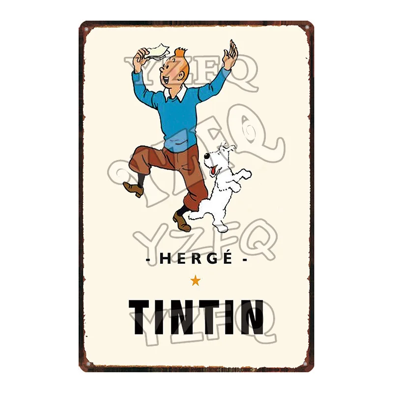 DU-5242 Tintin мультфильм жестяная вывеска металлическая тарелка потертый шик железная живопись детская комната настенный бар домашнее искусство Ремесло Декор 30X20 см DU-5237A - Цвет: DU-5242