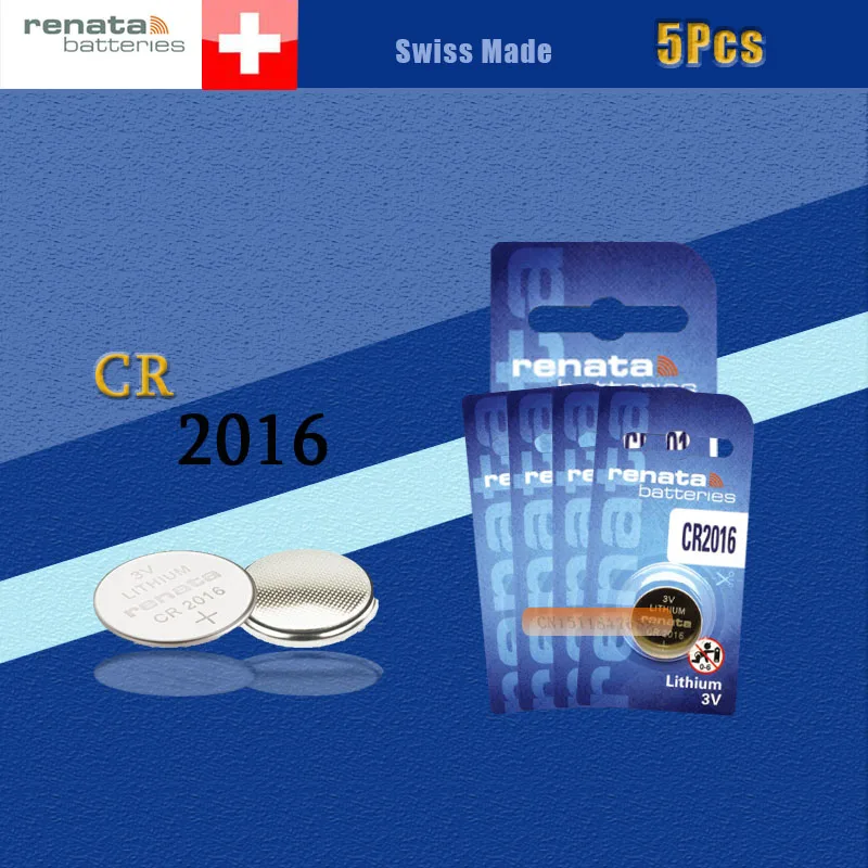 RENATA 5 шт/партия CR2016 3V Высокопроизводительные батареи на кнопках