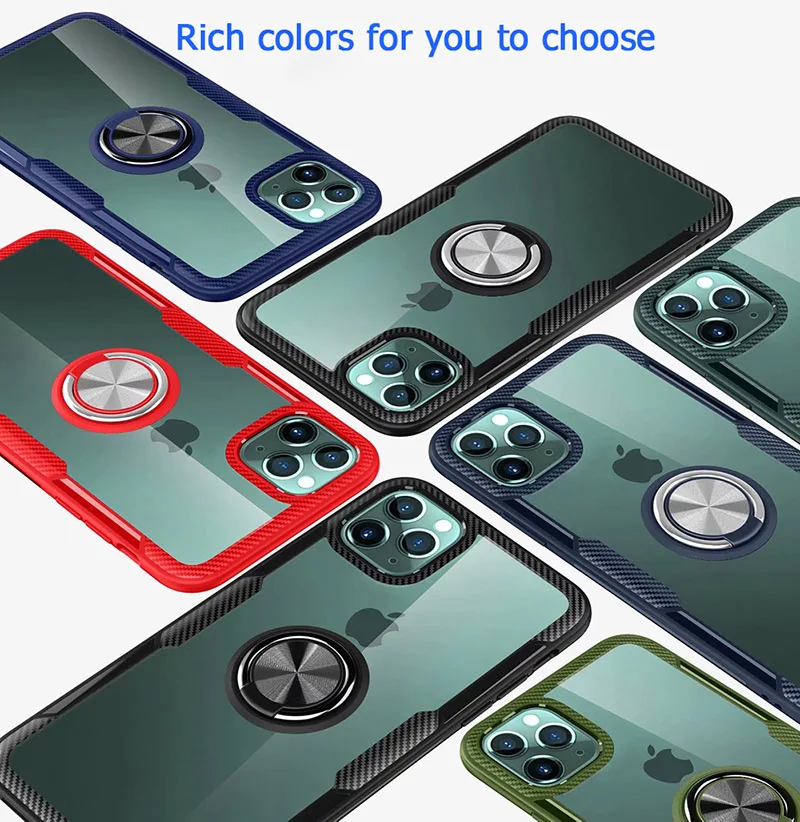 Для Apple iphone 11 pro max чехол прозрачный кольцевой кронштейн противоударный чехол для телефона для iphone 6 6S 7 8 Plus X XR XS Max чехол