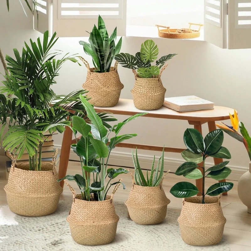 Wicker Planter Storage Basket Flower Baskets Laundry Decorative Pot Rattan Planters Household Organizer | Дом и сад