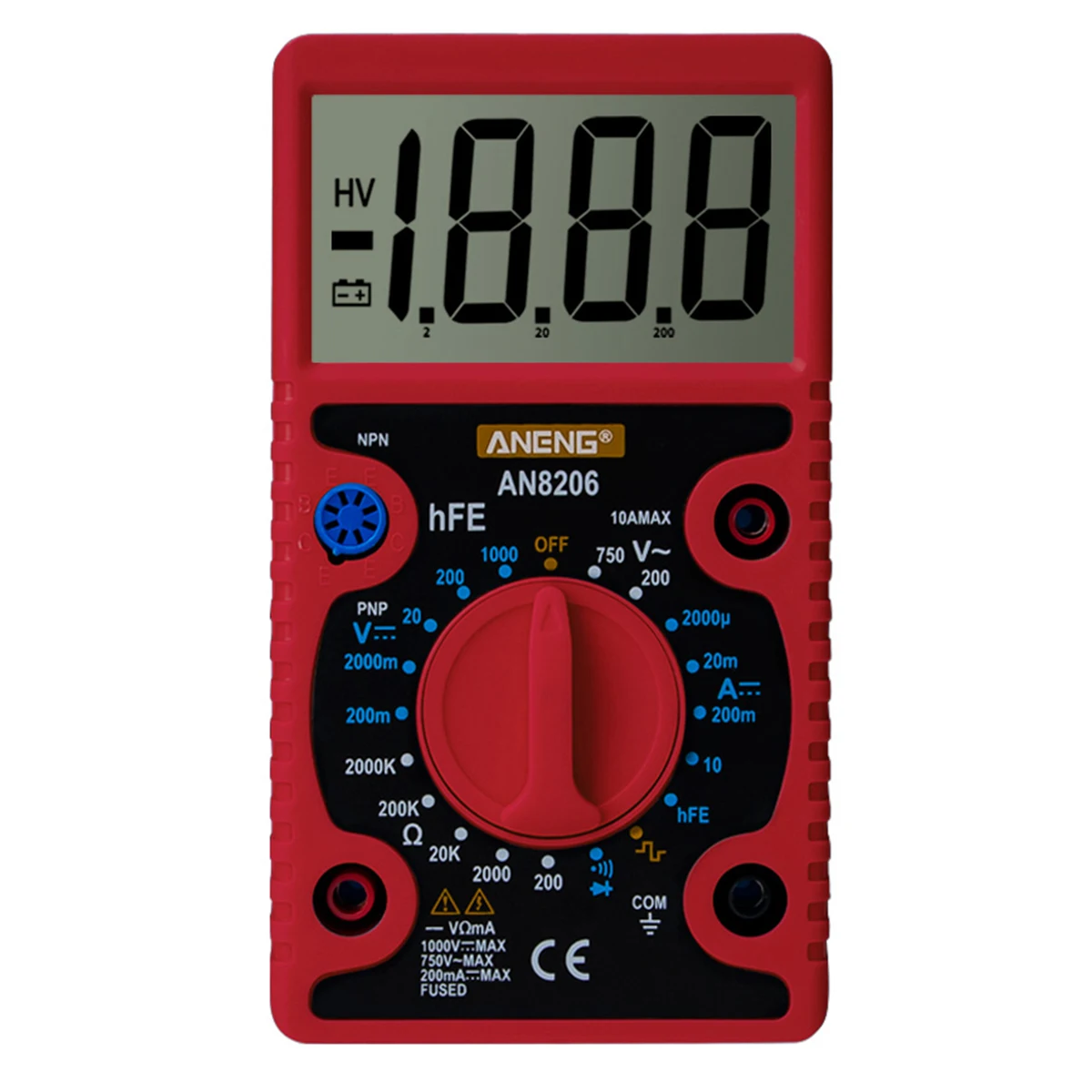 AN8206 ЖК-цифровой мультиметр квадратной волны Выход AC/DC Вольт Ампер Ом метр тестер с защитой от перегрузки
