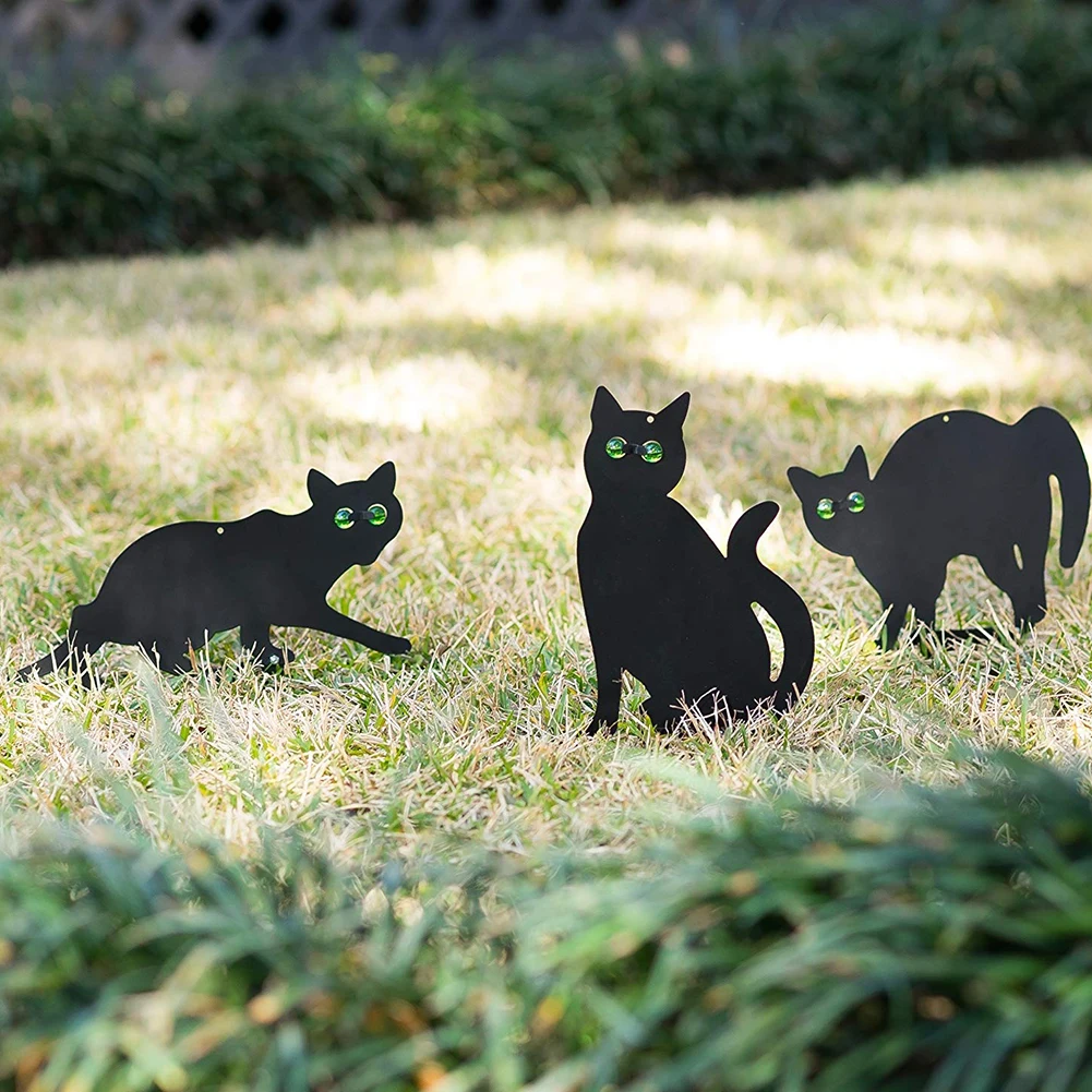 3Pcs Cats Model Reflective Eyes Scare Bird Pest Control Dispeller Waterproof Pest Repeller Snake Bird Dispeller Garden Supplies