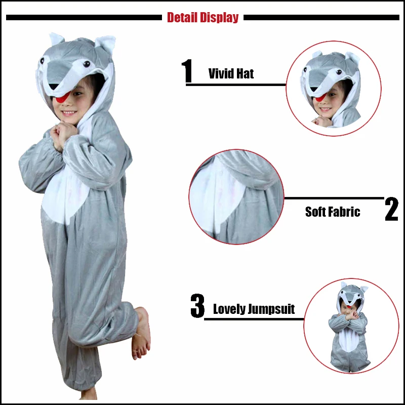 Kids Cartoon Animals Fairy Tale Big Bad Wolf Costumes Boys Girl Halloween Cosplay Costume Disfraces Dress Up Role Play Jumpsuit Kids Cartoon Animals Fairy Tale Big Bad Wolf Costumes Boys Girl Halloween Cosplay Costume Disfraces Dress Up Role Play Jumpsuit