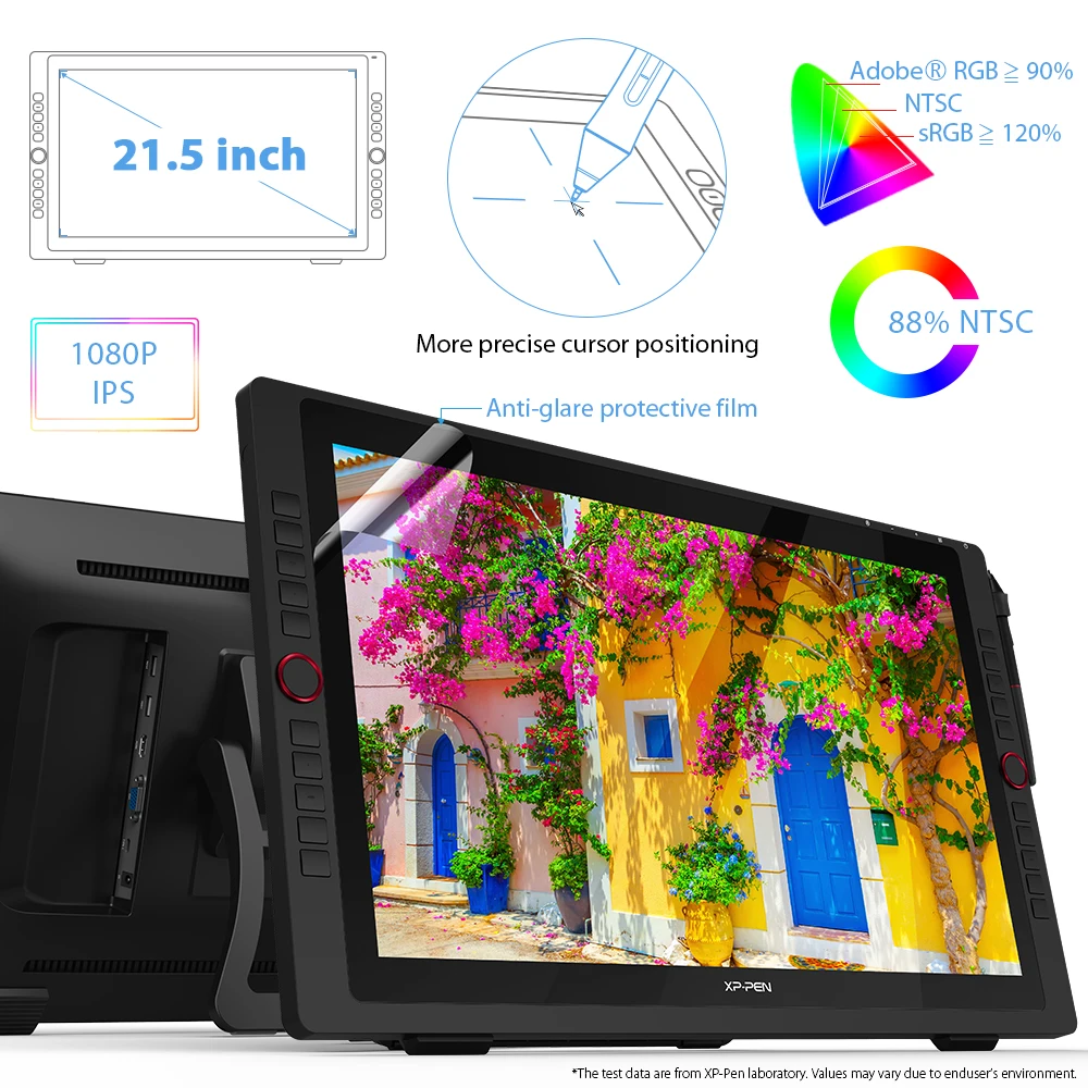Xppen-Artist 22r Proグラフィックタブレット,20の傾斜面,21.5インチの描画画面,20のショートカットキー,2輪,120% srgb