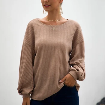 

Women Sweaters 2020 Jeackets And Pullovers Crewneck Lantern Sleeve Casual Hot Selling Round Collar Harajuku Hanging Knit Tops