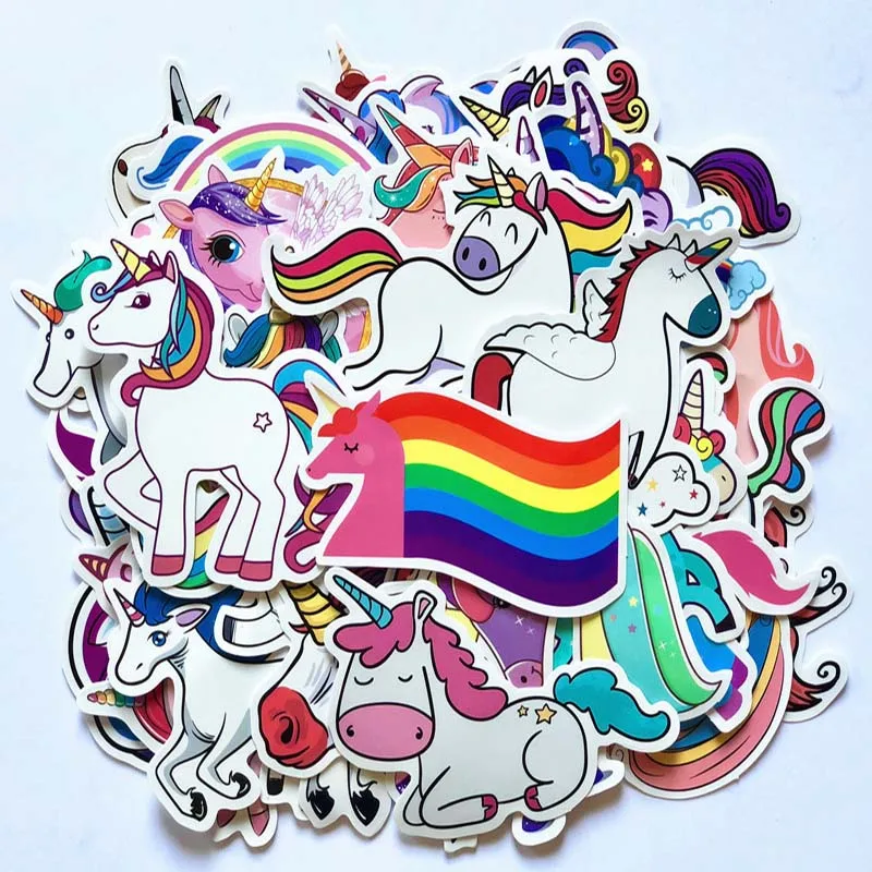 

50pcs/pack hot sale stickers cartoon unicorn Graffiti sticker for fridge suitcase laptop Skateboard sticker Explosion selling
