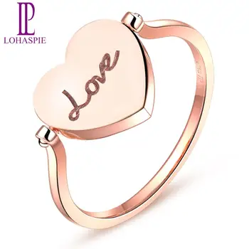 

LP Genuine Pure 18K Rose Gold Heart ring For Women Natural Gemstone Ruby Fine Jewelry For Valentine's Gift