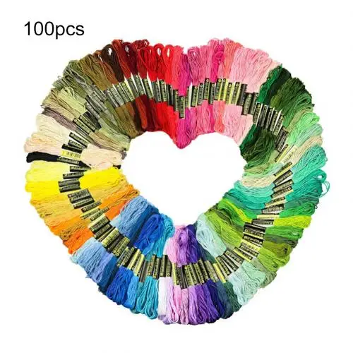 100pcs 24/36/50/100 штук/упаковка для вышивания из искусственного шёлка 800 см вышивка крестиком DIY искусство плоты нитки мулине швейные нитки Handkitting инструменты - Color: 100pcs