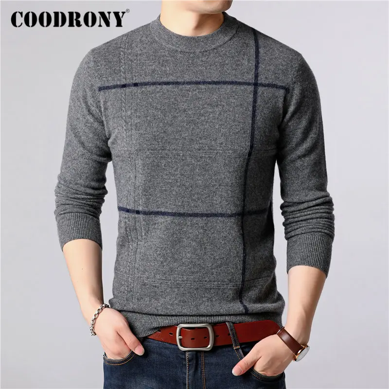 

COODRONY Brand Sweater Men 100% Merino Wool Pullover Men Winter Thick Warm Sweaters Soft Cashmere Casual O-Neck Pull Homme 93042