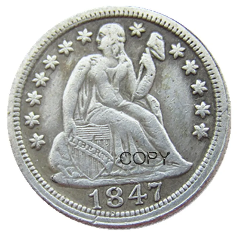 

US Liberty Seated Dime 1847 P/S Silver Plated Copy Coins