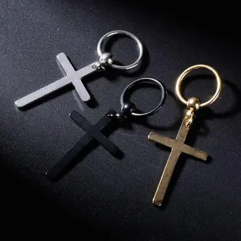 

1Pcs Punk Fashion Earrings for Women Men Cross Pendant Earrings 2020 New Gold Color Cross Dangle Earrings Couple Jewelry Gifts