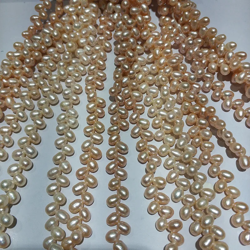 

Jxryxrth updated pearl DIY wheat shape 5.5*7mm pink luster Freshwater Pearl Strings Strands DIY Handmade Jewelry 15"1 strings