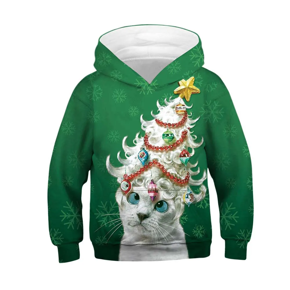 

Christmas 2019 Winter Autumn Children's Sweater Jacket Boys and Girls Casual Long Sleeve Print Hooded Jacket