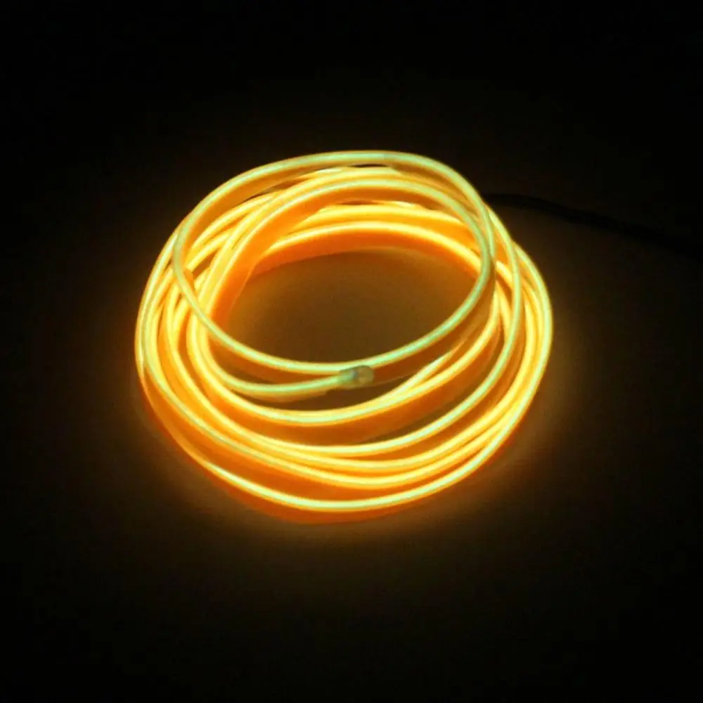Цвет: желтый Светодиодный неоновый канат EL Light, светящаяся полоска для автомобильного танца+ контроллер 3 В/12 В, usb-накопитель, украшение для автомобиля, освещение для стайлинга автомобиля, вечерние украшения - Цвет: Цвет: желтый