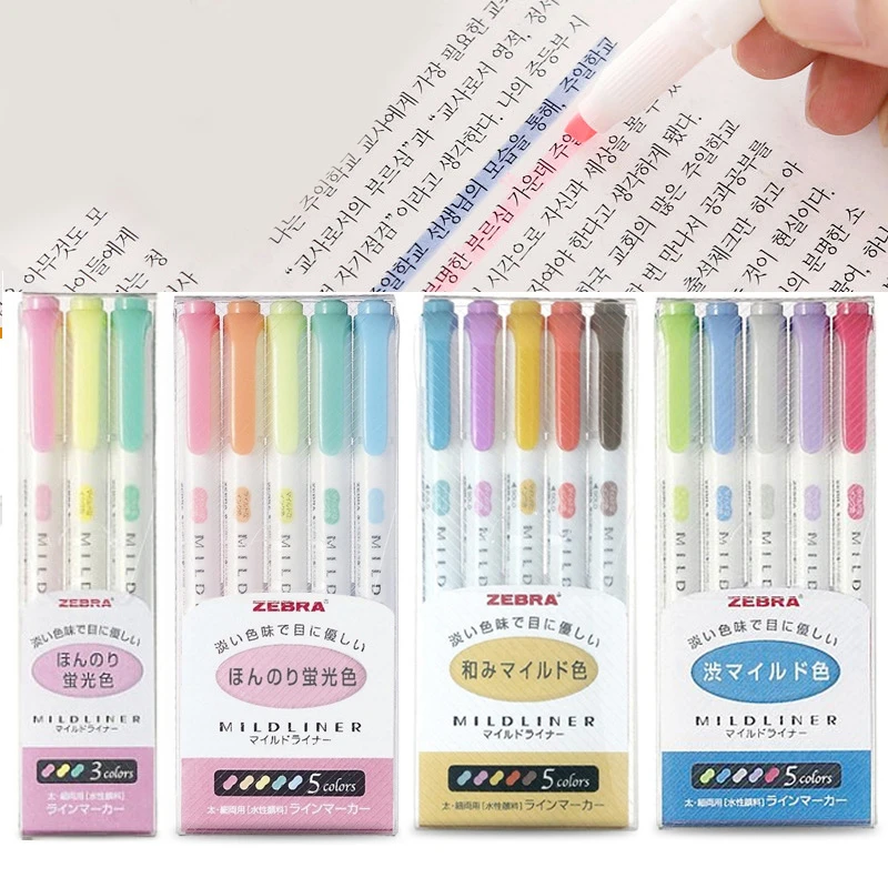 Zebra Pastel Highlighters Mildliner Pens Dual Side Fluorescent Marker Pen Fine Line Bold Markers For Higlighting Marking Drawing Highlighters Aliexpress