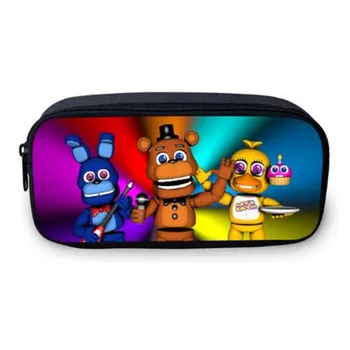 

New Cartoon Box Pencil Bags Students Five Nights At Freddys Teenage Girls Makeup Bag Boys School Children Kids Study Bags Gifts