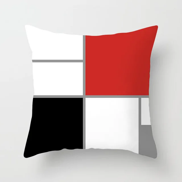 Современная креативная красная черная Геометрическая набивная наволочка для дома или офиса, декоративные наволочки для подушек 45x45 см, наволочки для дивана и автомобиля