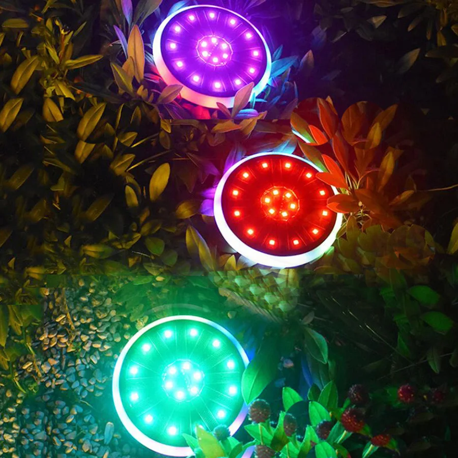 Thrisdar 7 Color RGB Solar Ground Disk Lights 30LEDS Solar Buried Security Light Outdoor Garden Pathway Solar Deck Floor Light