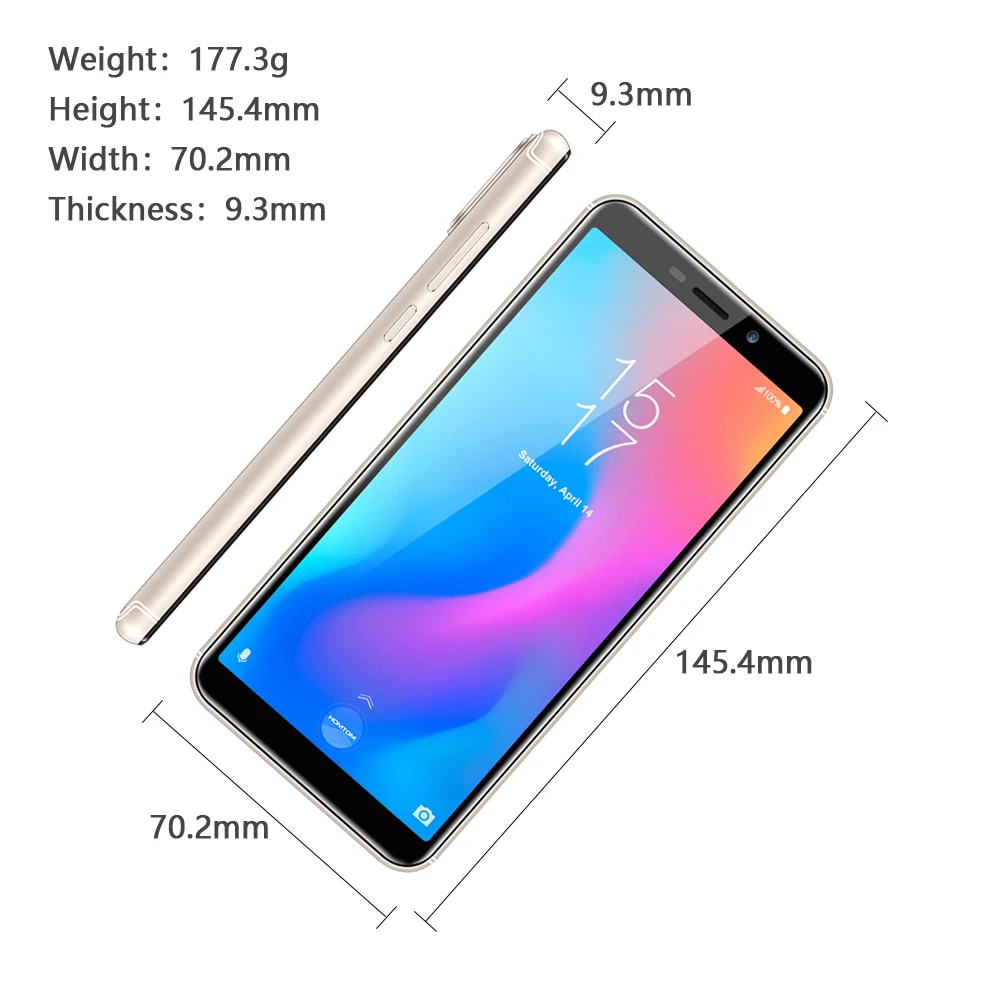  Original version HOMTOM C2 Android 8.1 2+16GB Mobile Phone Face ID MTK6739 Quad Core 13MP Dual Came
