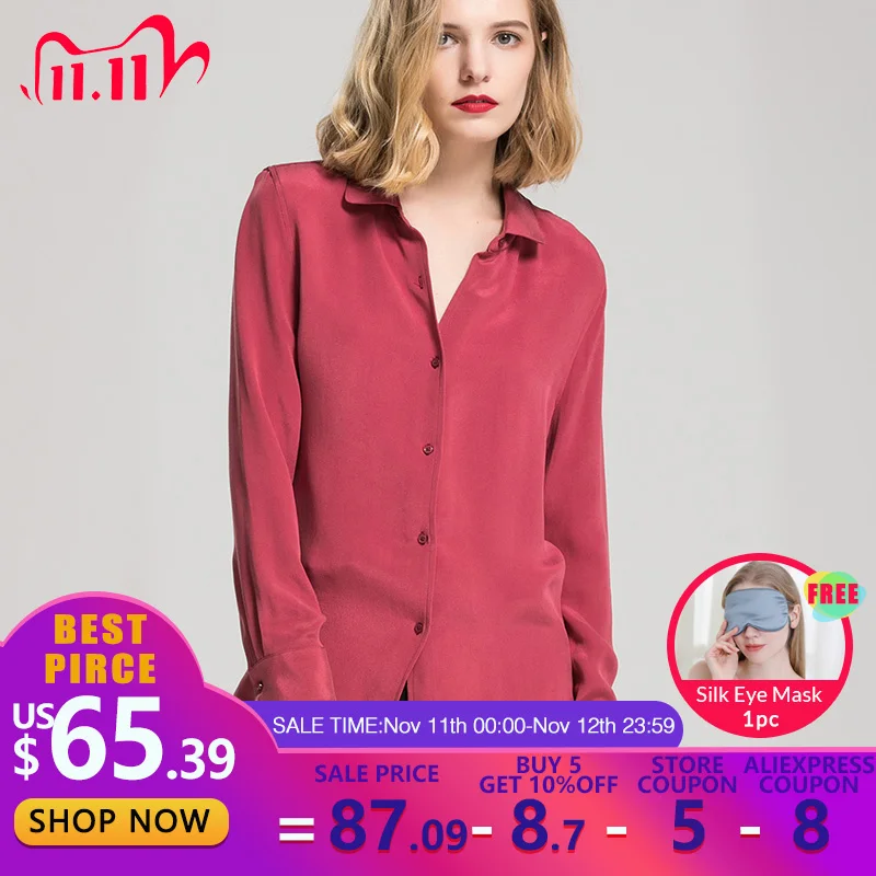 SuyaDream Women Silk Blouse 30mm 100% REAL SILK