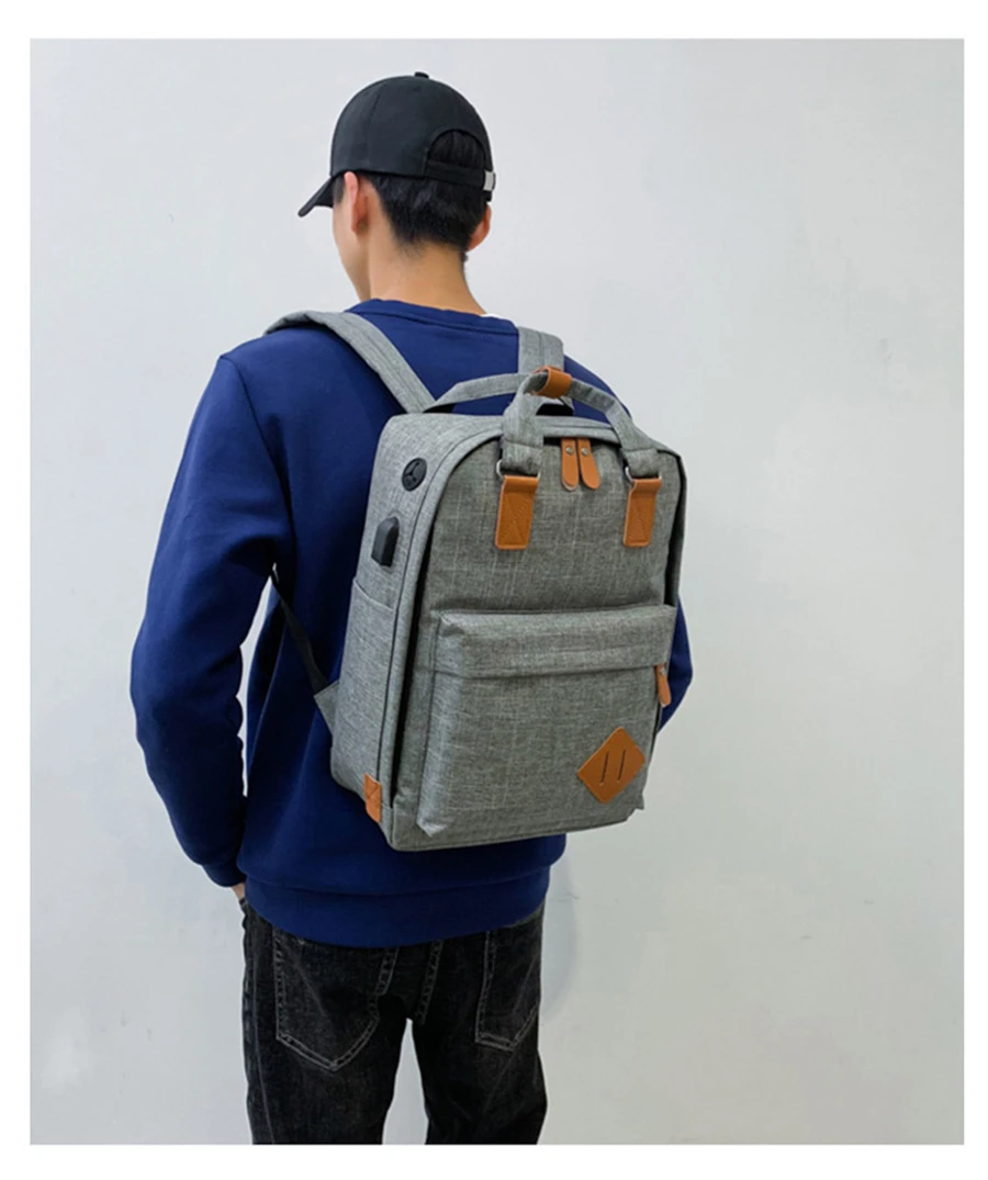 New Three-Piece USB Charging Bag Men Women 15.6 Inch Laptop Backpack Fashion School Bags Large Capacity Multifunction Travel Bag