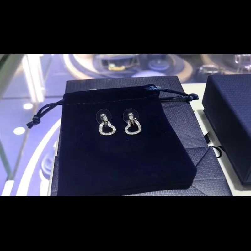 925 серебряные серьги-гвоздики с сердечком 1:1 фирменный дизайн с AAA цирконием белого золота цвет серьги для женщин Свадебная вечеринка ювелирные изделия