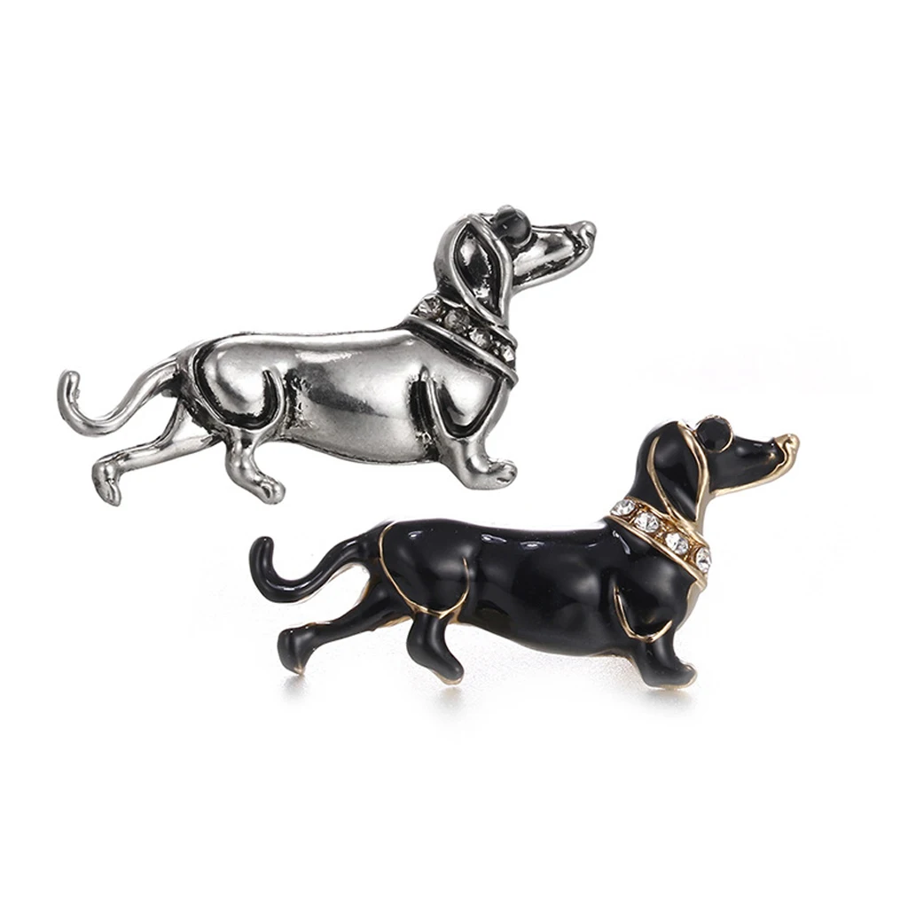 Cute Crystal Rhinestone Dachshund Dog Animal Brooch Pin Women  Jewelry Gift 