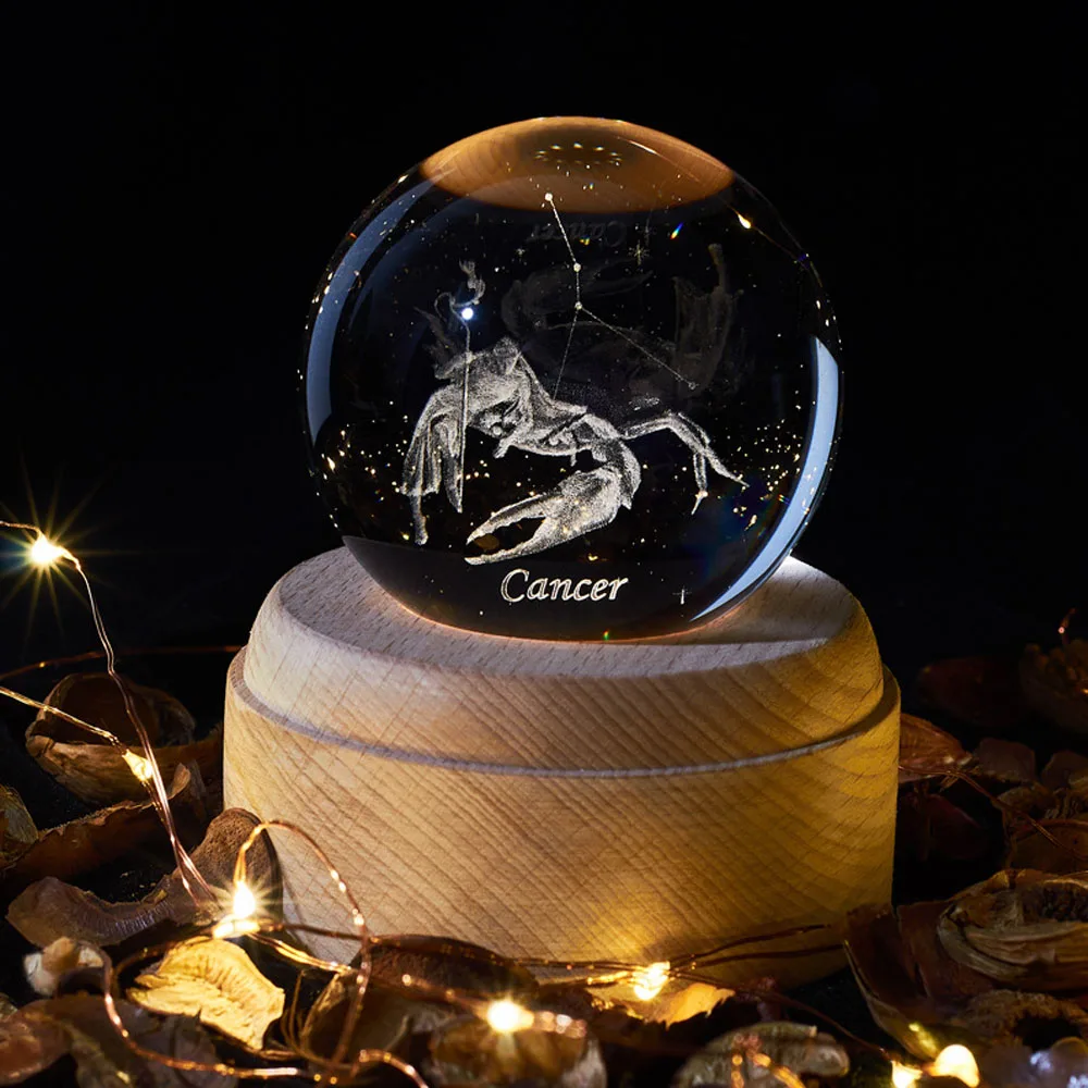 

Cancer 12 Constellation 3D Ball Lamp LED Warm yellow Night Light Planetarium Novelty Light Christmas Table Vadroom decoration
