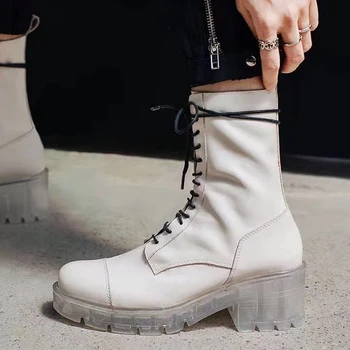 

VALLU 2020 spring and autumn Martin boots women's thin leather breathable thick bottom increased white boots fashion new product