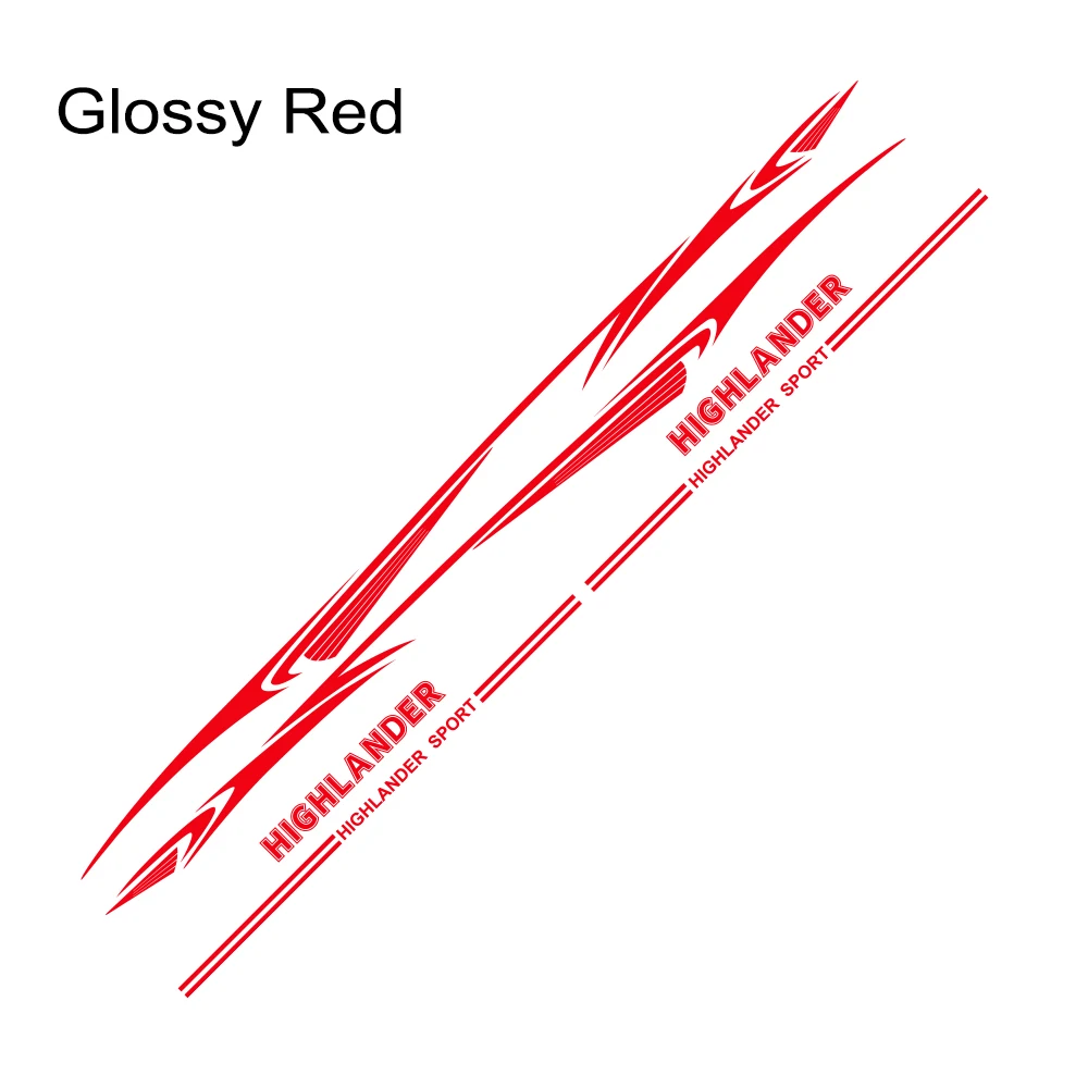 Для Toyota Highlander, наклейки для украшения боковой двери автомобиля, виниловые автомобильные наклейки в полоску, наклейки на юбку, наклейки на тело, графические аксессуары - Название цвета: Glossy Red