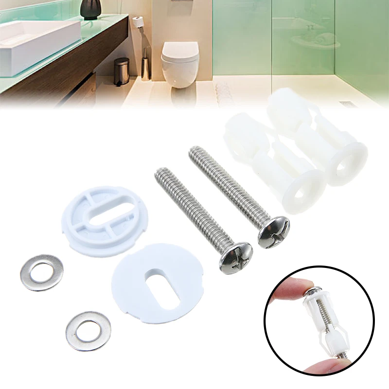 2pcs Toilet Cover Seat Screws Top Fix Well Nut Pan Fixing Wc Blind Hole Fitting Kit For