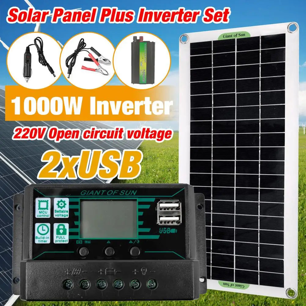 

1000W Solar Panel Plus Inverter System Powerful Conversion Efficiency For Home Dual USB Charging