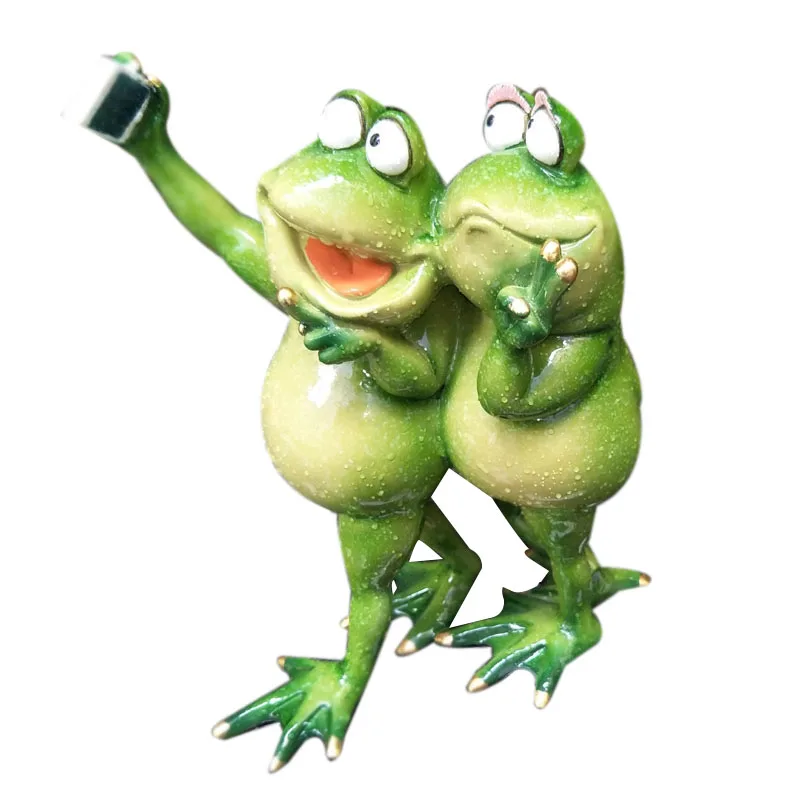 

3D Mini Resin Green Frog Figurine Cute Statue Craft Ornaments Home Decoration for Living Room Windowsill Garden