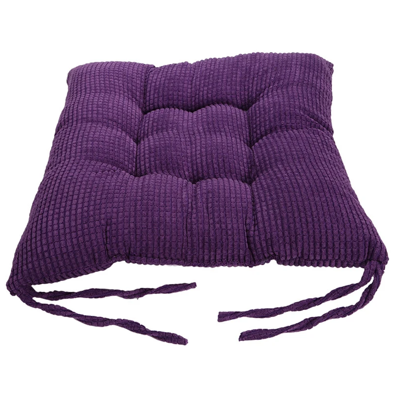 purple Новая однотонная подушка для обеденного стула, квадратная подушка для сиденья, утолщенная бархатная домашняя подушка для татами, коврик для стула - Color: purple