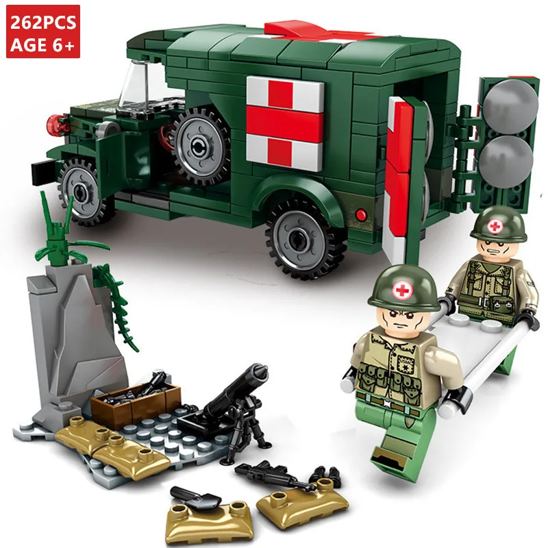 262Pcs T214-WC54 Military Ambulance Car Empires of Steel LegoINGLs Building Blocks Sets ARMY Playmobil Kids Educational Toys