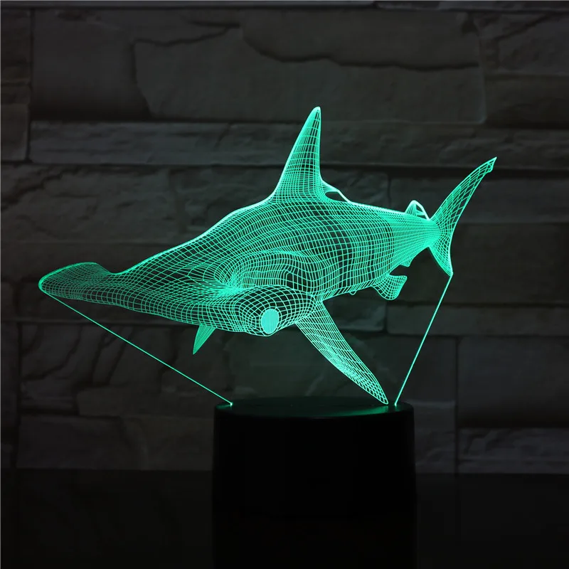 Светодиодный ночник Shark 3D креативный трехмерный светильник для детской спальни