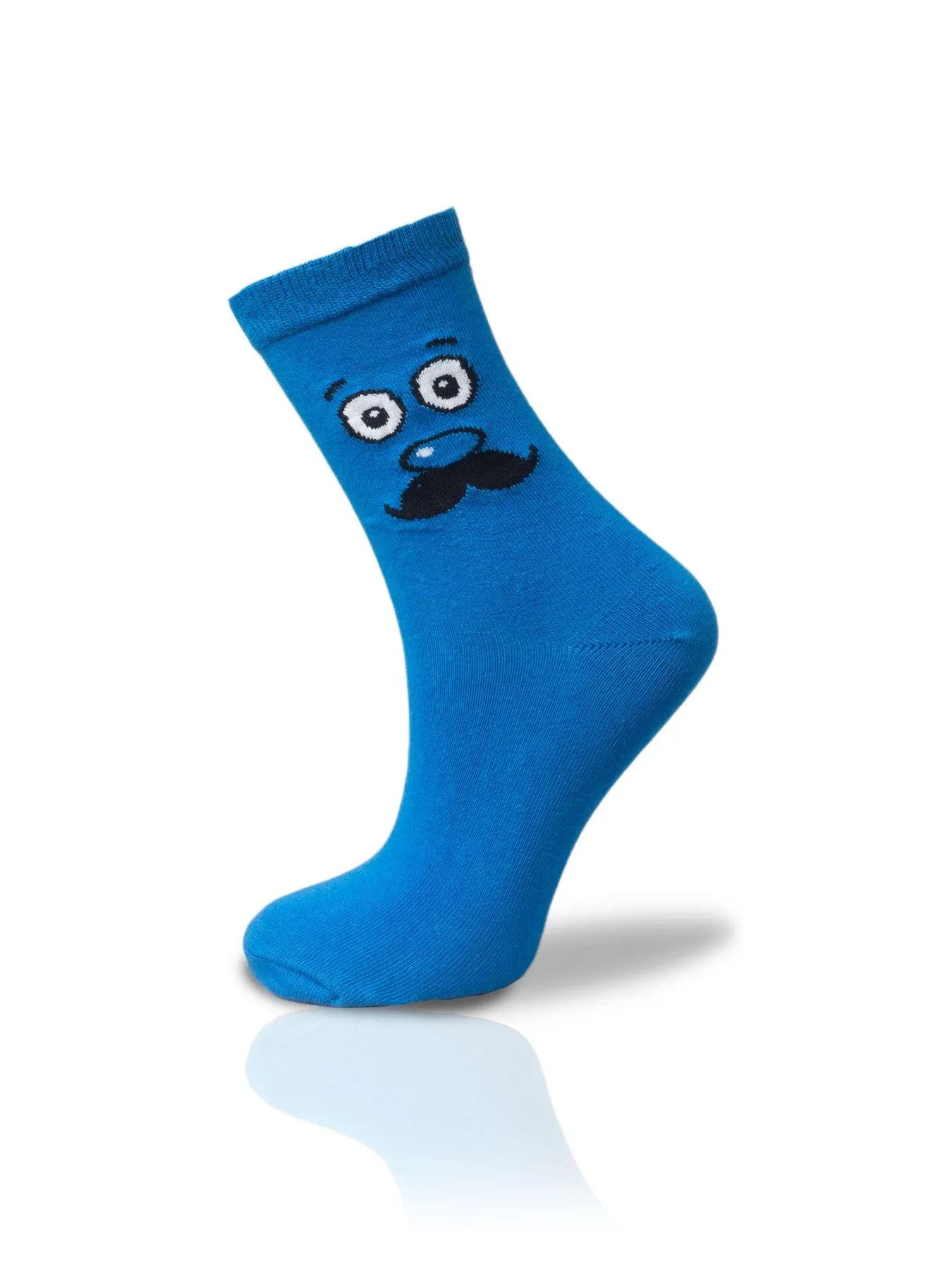 

Blue Moustached Socket Socks Unisex 36-42