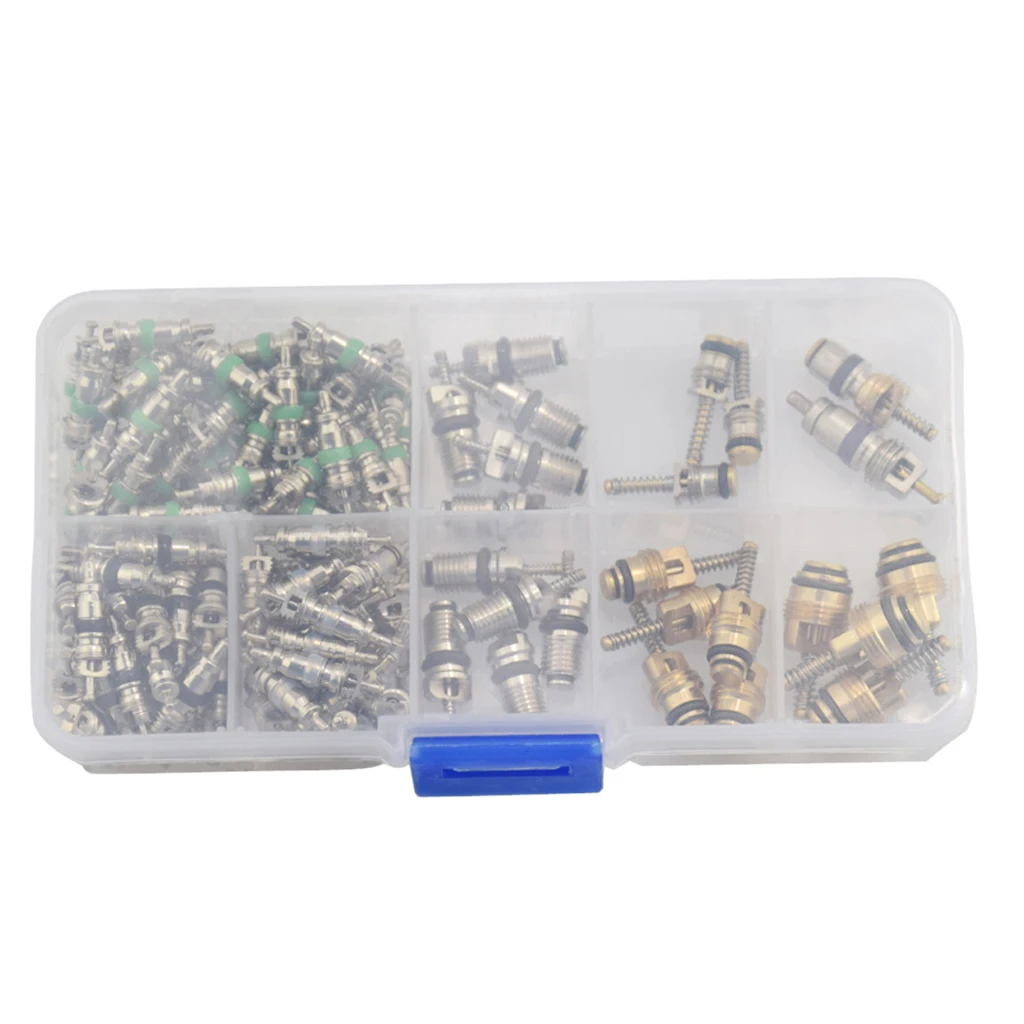 134 Piece Assortment A/C Schrader Valves R134a Kit 11 kinds AC valve Cores 134 Piece Assortment A/C Schrader Valves R134a Kit 11 kinds AC valve Cores