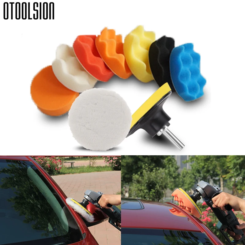 4inch 100mm Wool Buffing Pad Car Polishing Sponge Pad Kit Drill Adapter M10 Power Tool Accessory for Waxing Polishing (5)
