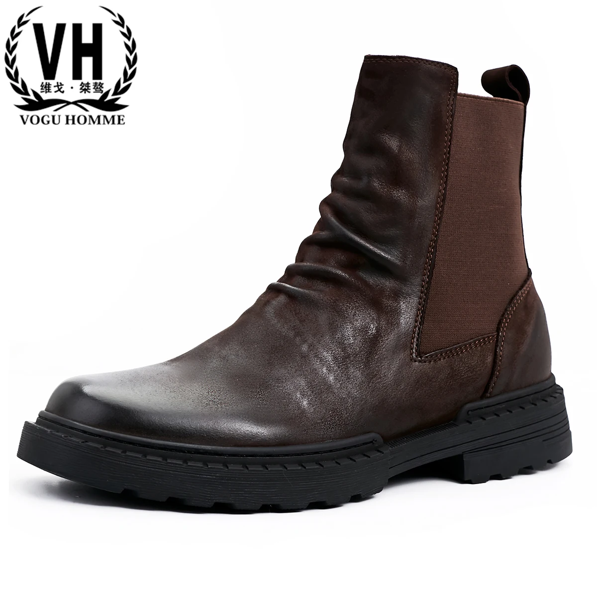 

autumn winter Genuine Leather mens short boots British retro men shoes all-match cowhide chelsea boots men cowboy boots mens