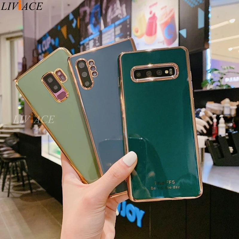 cute samsung phone case Luxury Plating Soft Silicone Phone Case For Samsung Galaxy S21 S20 FE 5G S10 Lite S9 Plus Note 20 10 9 8 Ultra capa funda Cover samsung cute phone cover