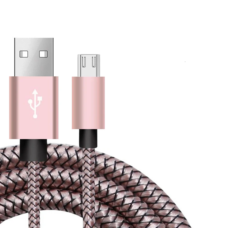 1 м данные Micro usb type C кабель зарядного устройства для Xiaomi huawei usb-кабель для samsung LG Android телефон Быстрая зарядка исходный нейлоновый провод - Цвет: Rose gold