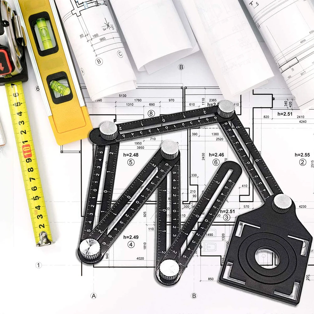 

Six-Fold Ruler Aluminum Alloy Tile Opening Locator Mud Tile Shop Paste Floor Tile Glass Vientiane Universal Hole Punch Tools