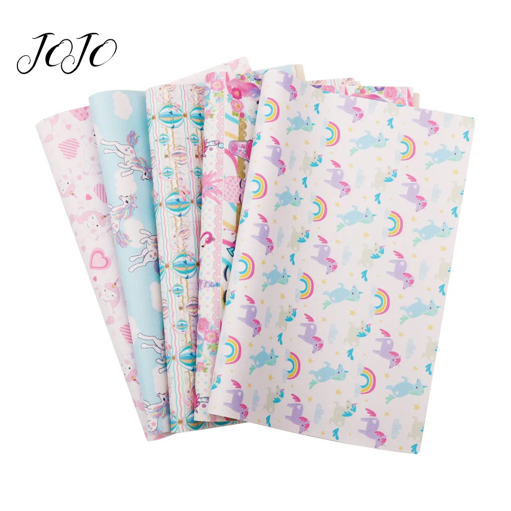 

JOJO BOWS 22*30cm 1pc Faux Synthetic Leather Fabric Unicorn Printed Sheet For Bows Apparel Sewing Home Decoration DIY Supplies