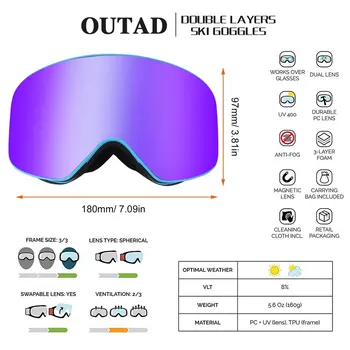 

OUTAD Double Layers Ski Goggles UV Anti-fog Protection Ski Mask Glasses Eyewear Skiing Outdoor Sports Skating Skiing Goggles