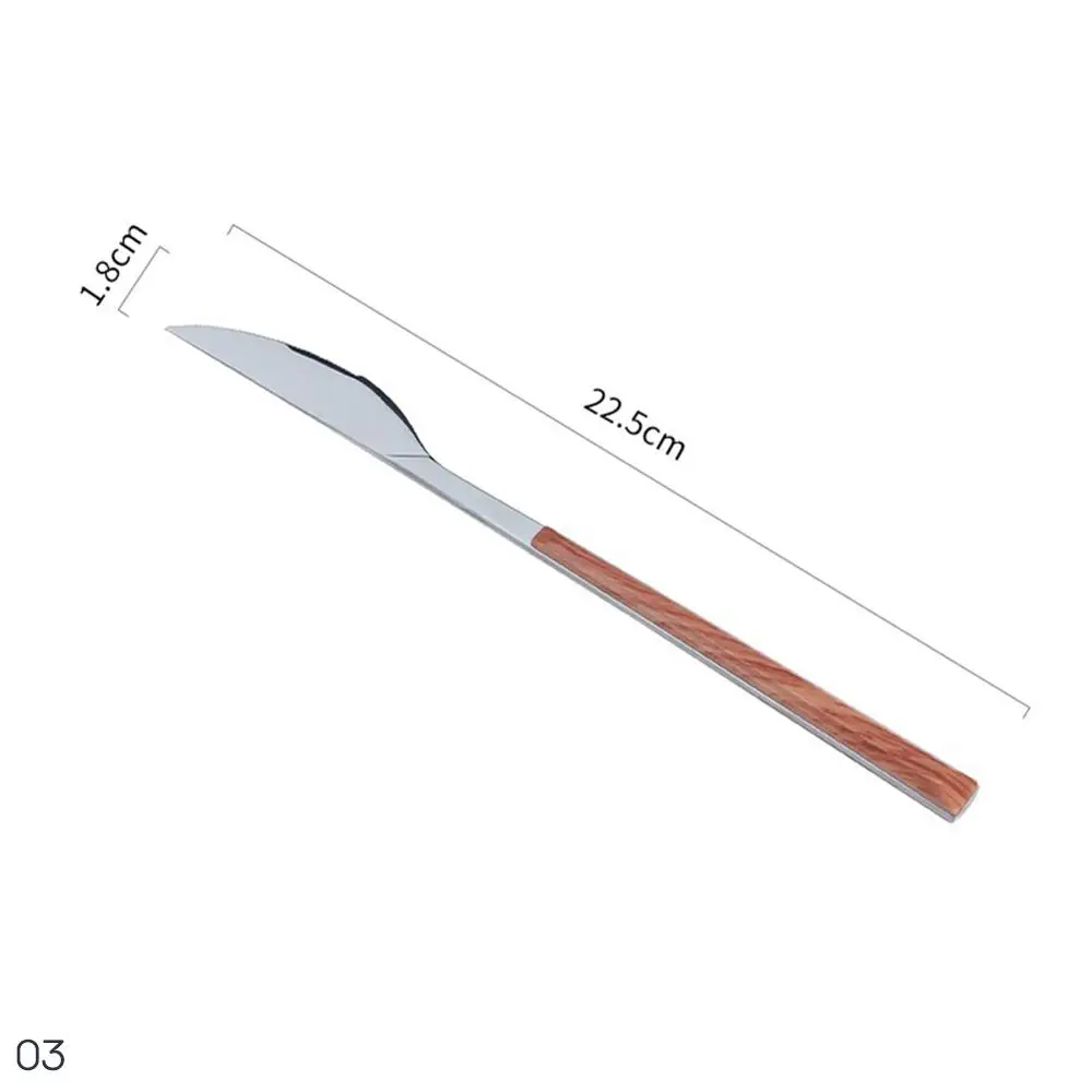 Нержавеющая сталь набор Европейской посуды вилка, нож, ложка, столовые приборы из дерева, с длинной ручкой посуда Ножи набор чайных ложек вечерние Декор - Цвет: Type B-Knife