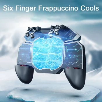 

PUBG Mobile Joystick Controller Turnover Button Gamepad for PUBG iOS Android Six 6 Finger Operating Gamepad With Cooling Fan